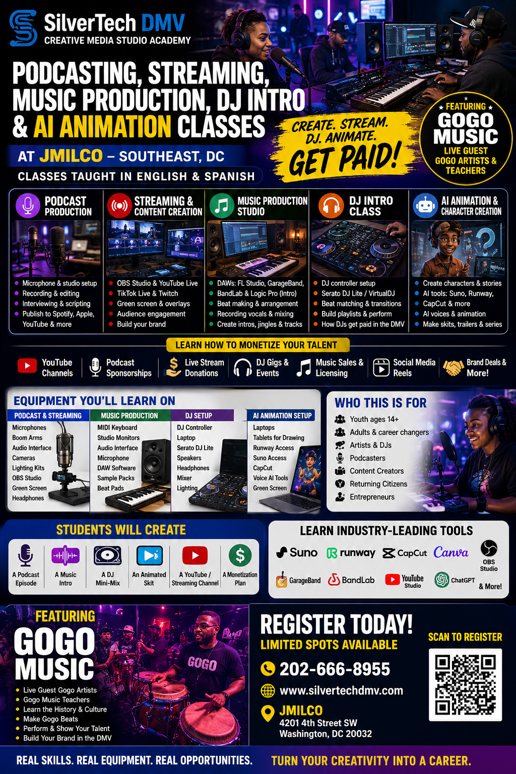 Creative Media Studio SilverTech DMV program flyer
